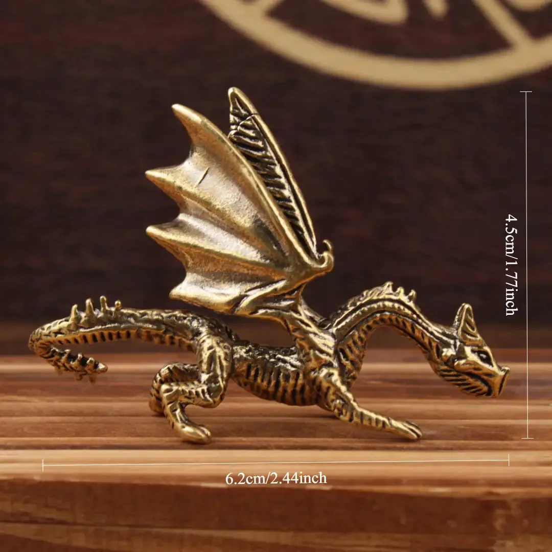 1/3 Piece Brass Dragon Statues - Fine Handmade Metal Decoration, Mythical Creature Tea Pet Decoration