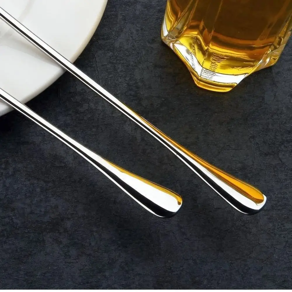 Modern Stainless Steel Dessert Spoon Long Handle Stirring Scoop Mirror Finished Coffee Tea Utensil Home Cutlery Tool