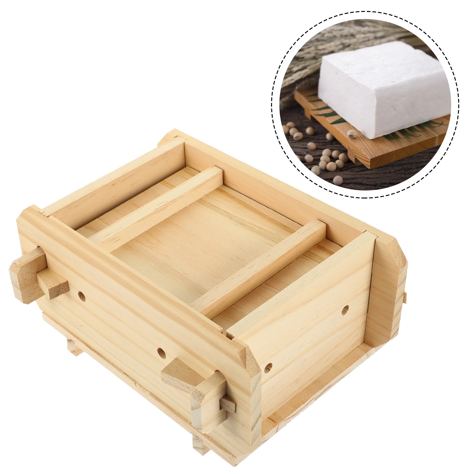 

1 Wooden Tofu Mold Press Squeezer Home Maker Tool Eco Friendly Healthy Safe Simple Design Tofu Making Curd Molds