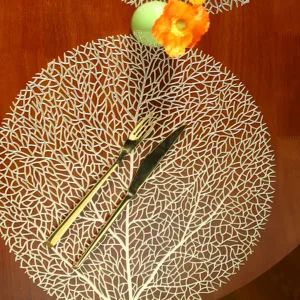 Golden PVC table carpet, ocean isolation coaster pads, table Placemat, modern home decor, Christmas, set of 4 10 Main Sales Tablecloth 4 Chairs - №4