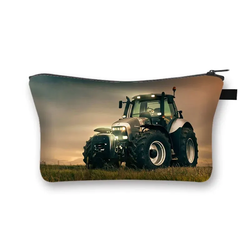 Play with Tractor Cosmetic Case Women Make Up Bag Organizer Farm Tractor Toiletries Bag Small Clutch Lipstick Girl Cosmetic Bags