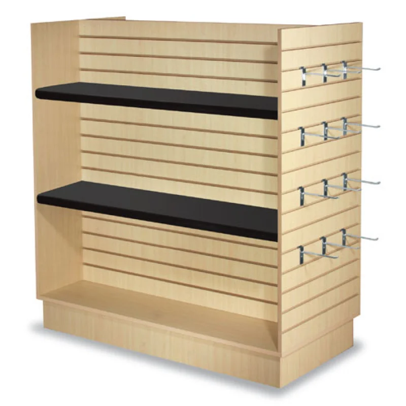

Custom. keway customized Maple melamine slatwall merchandising panels MDF decorative display shelf stand rack for clothing retai