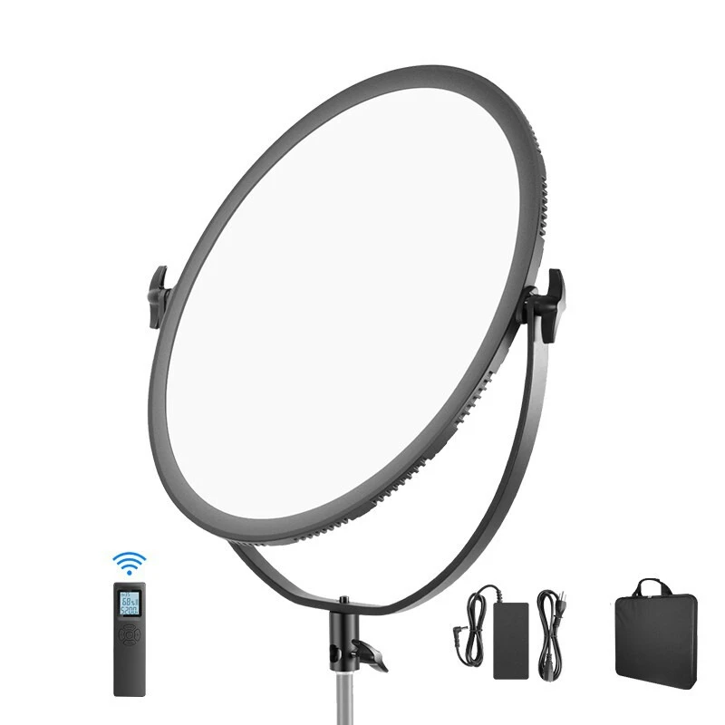 Ultra-thin 70w round filled light photography light set 2.4G remote control + 2m light stand mirror