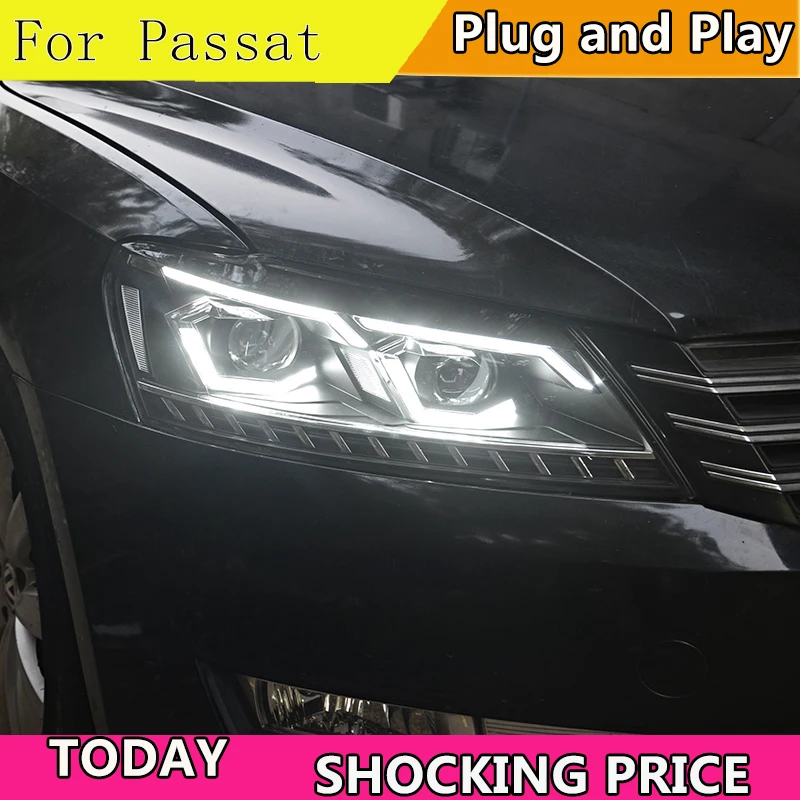 

Car Styling for VW Passat B7 Headlights 2011-2016 LED Headlight DRL Hid Head Lamp Bi Xenon Projector Lens Auto Accessories