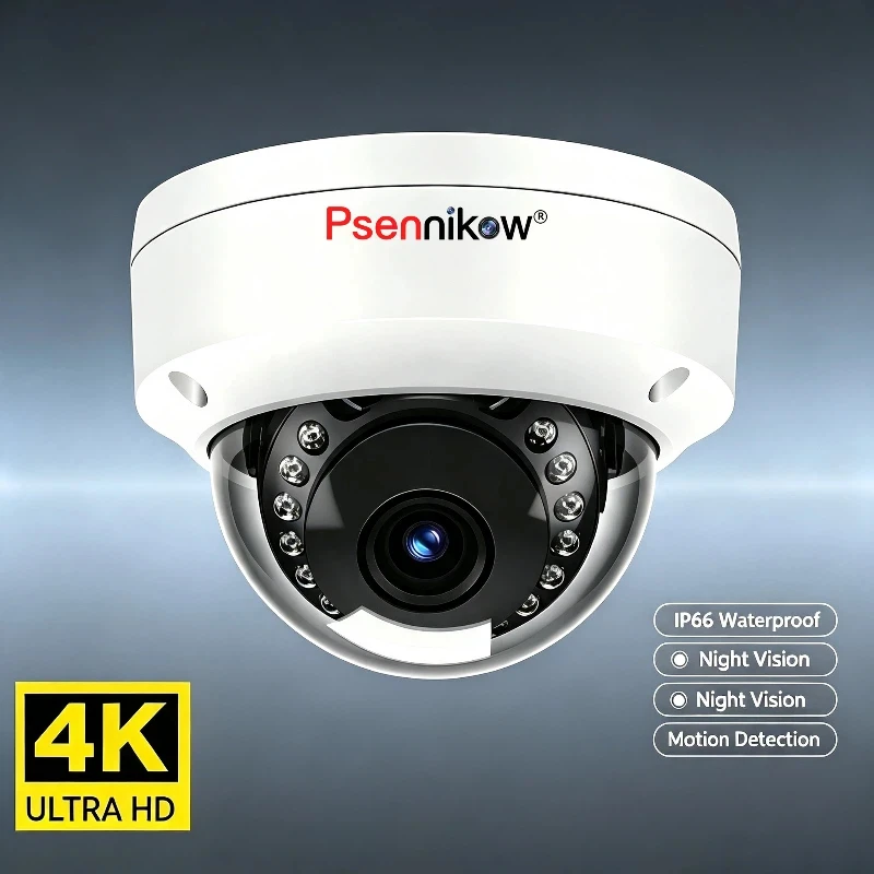 Psennikow 8MP 4K POE IP Camera Explosion-proof Outdoor H.265 Onvif Metal Dome CCTV Security Protection 4MP Video Surveillance