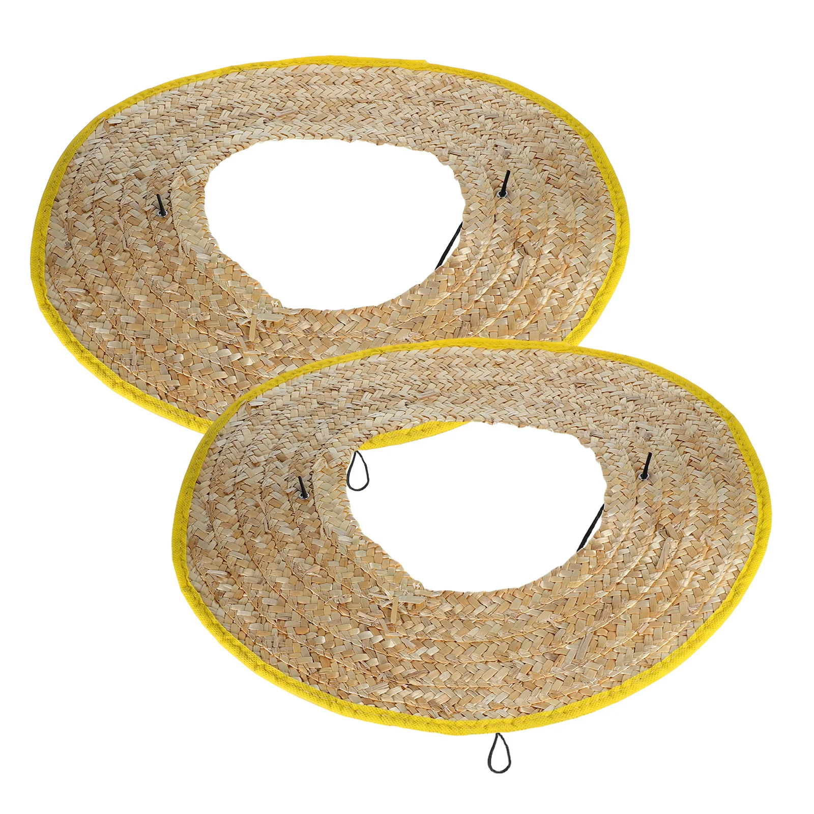 

2pcs Hard Hat Brim Sun Shade Straw Woven Wide Protection For Construction Workers Sanitation Labor Outdoor Safety