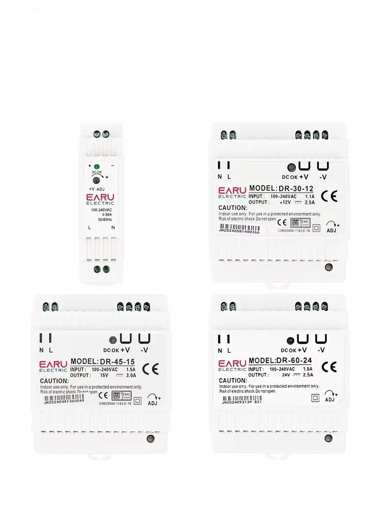 15W 30W 45W 60W sortie unique 5V 12V 24V commutateur d'alimentation sur Rail Din industriel DR-15 DR-30 DR-45 DR-60 -5/12/15/24