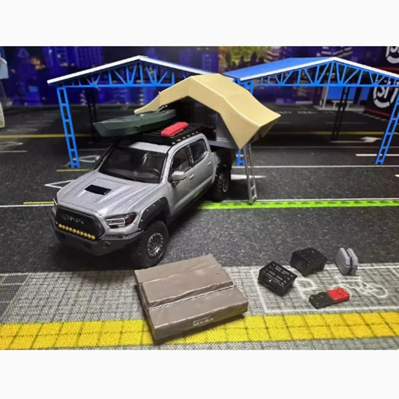 Alloy Car Model of Tacoma Tent, Escala 1:64, Clássicos Lembrança, Presente Adulto, Exibição Estática, Bagagem Edição