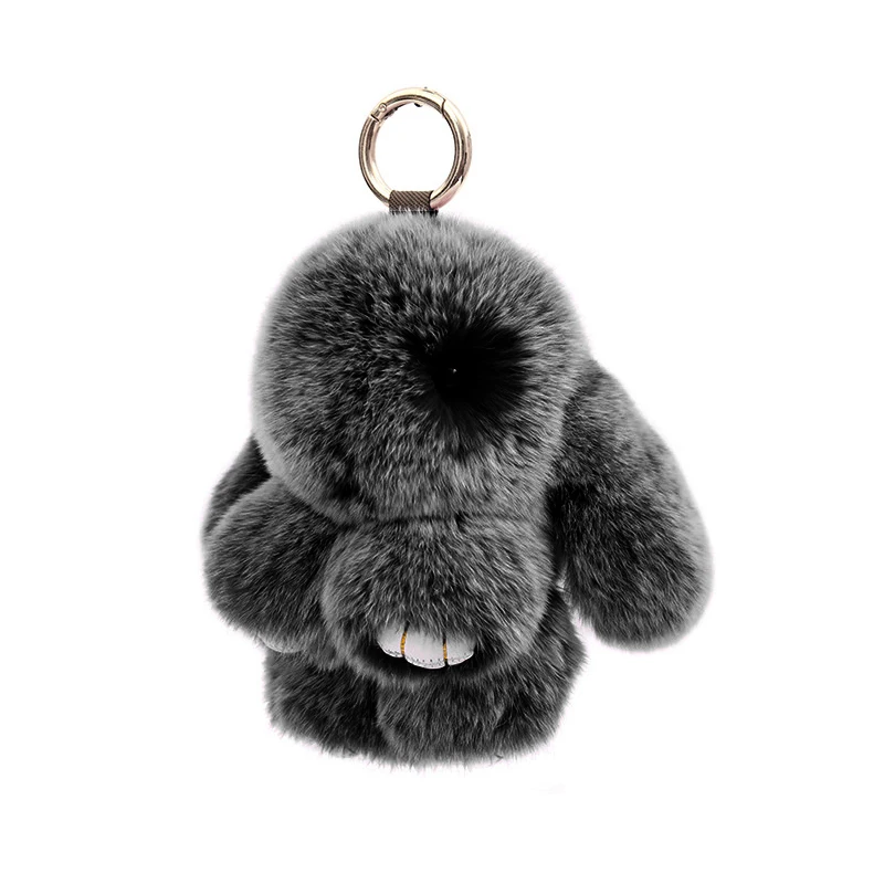 13CM Mini Frost Color Rabbit Keychain Women Cute Plush Fur Pompom Bunny Key Chains On Bags Car Trinket Wedding Party Toys Gift