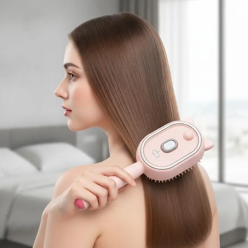 Electric Spray Air Cushions Massage Comb 3 In 1 Self Cleaning Steam Essential Oil Brush Rechargeable Spray Scalp Massager Combs