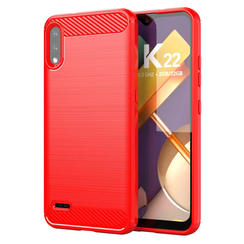 Full Protective Back Cover for LG K22 k22+ Shockproof Carbon Fiber Case for lg k22 plus Anti-knock Silicone Phone Case