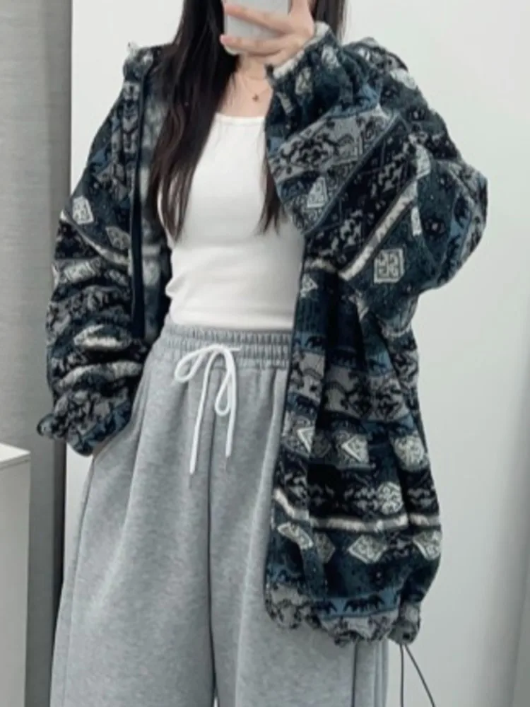 Autumn Winter Knitted Cardigan Hooded Coat Women Korean Loose Lazy Oaf Ladies Tops Coats Jackets Casaco Feminino