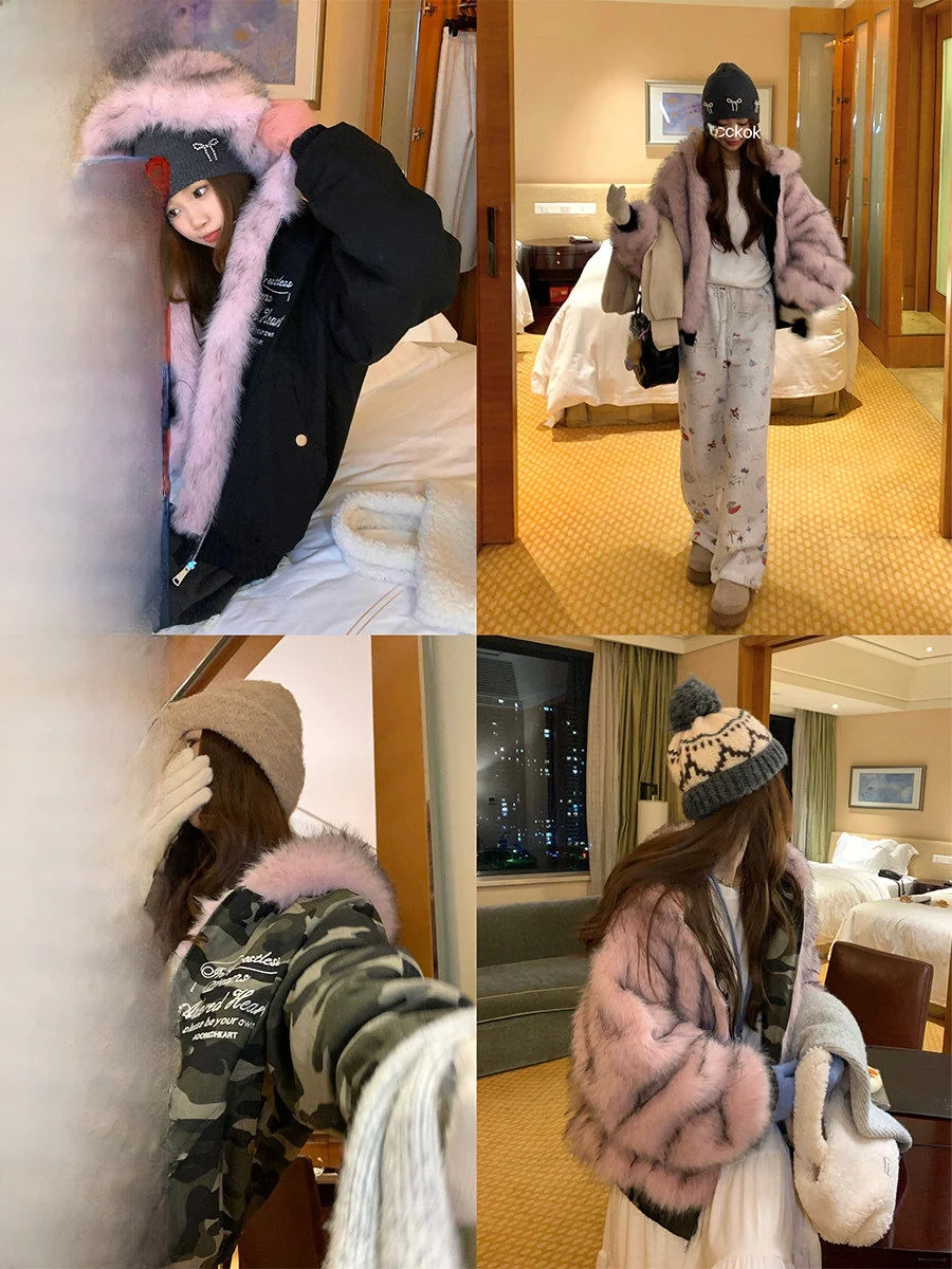 

Зимнее пальто COK с двусторонним длинноворсовым мехом и капюшоном, женское, для повседневной носки, теплое, на молнии