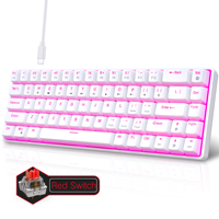 68 Keys Mechanical Keyboard Ergonomics Pink Light RGB Backlit LED Hot Swappable Red Switch Gaming Keyboard for PC Laptop Office