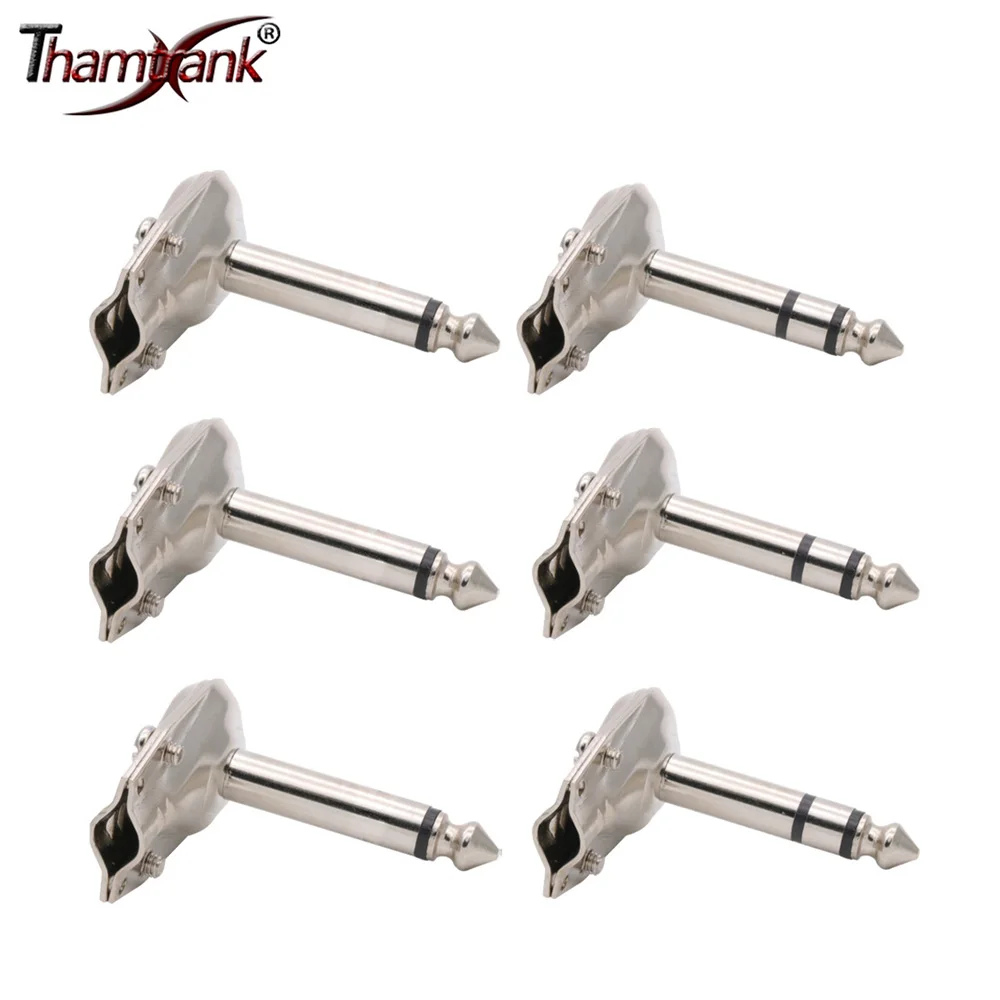 10Pcs 90Degree Right Angle 6.35 mm Mono/Stereo 2/3 Pole Jack Plug 6.35mm Guitar Phono Pancake 1/4 Inch Connector