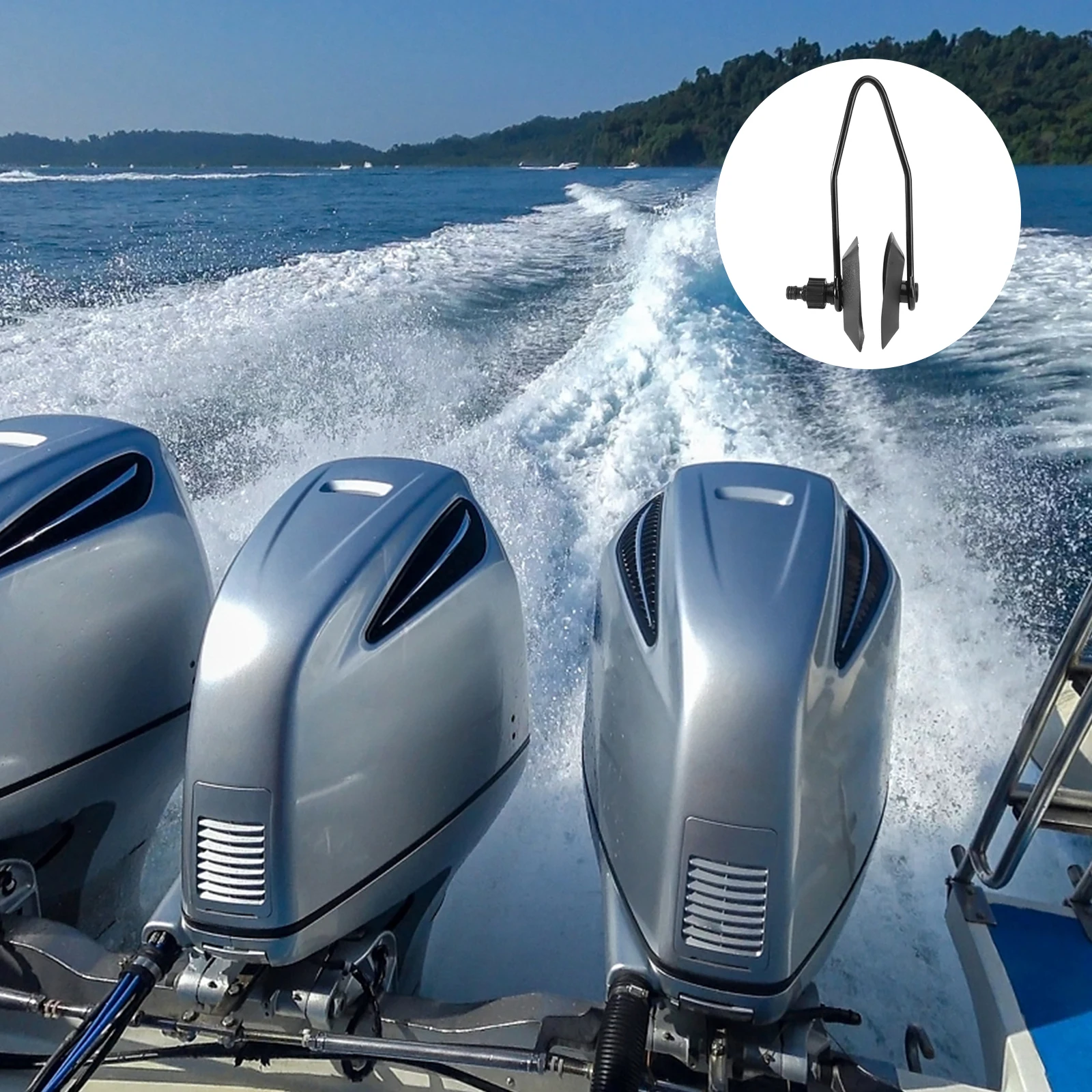 

Universal Rectangular Marine Boat Yacht Motor Flusher Muffs Cup Black Coated Steel Frame Garden Hose Durable