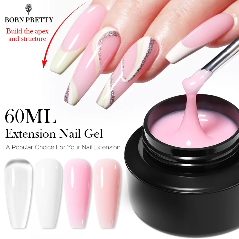 

BORN PRETTY 60ml Nude Pink Extension Nail Gel Camouflage Color Coat Hard Gel For Nails Finger Extend Form Tips French Nail Art