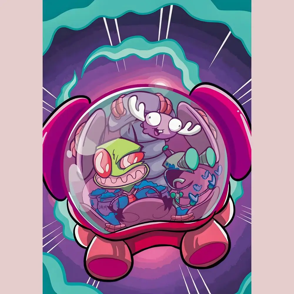 1PC I-Invader Z-Zim Poster Waterproof Peel And Stick Frameless HD Painting Matte PP Bedroom Living Room Wall Decor