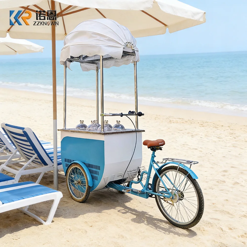 

Portable Food Cart Modern Street Dessert Coffee Snack Kiosk Luxury Fod Truck Ice Cream Tricycle Cart For Market Display