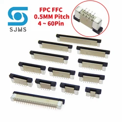 Connecteur de câble plat ruban de type vertical, prise FPC FDavid, pas de 0.5mm, 4, 5, 6, 8, 10, 12, 16, 18, 20, 26, 28, 30, 34, 40, 50P, 54, 60 broches, 5/10 pièces