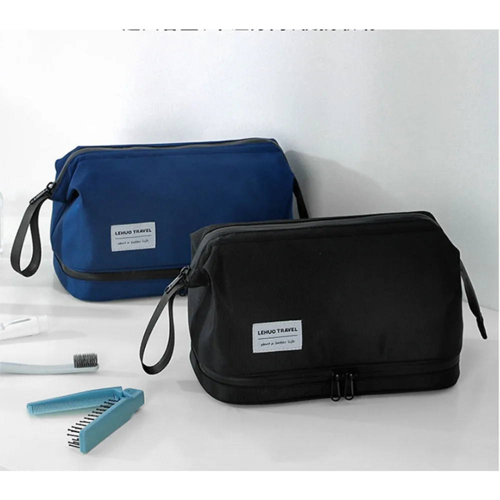 1pc Men Wet Dry Separation Travel Wash Bag Portable Toiletry Cosmetic Organizer for Business Trip Daily Bath Supplies Storage