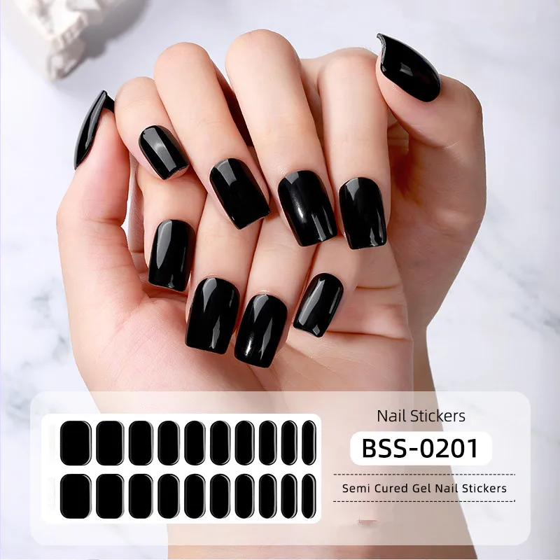 New Semi Cured Gel Nail Polish Strips Adhesive Sliders Long Lasting Full Cover Nail Stcikers UV Lamp Need DIY Gel Nail Wraps