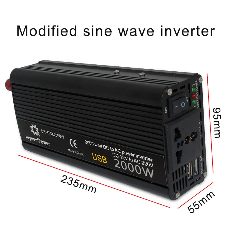 12V 220V Power Converter Dual USB EU Socket Car power Inverter