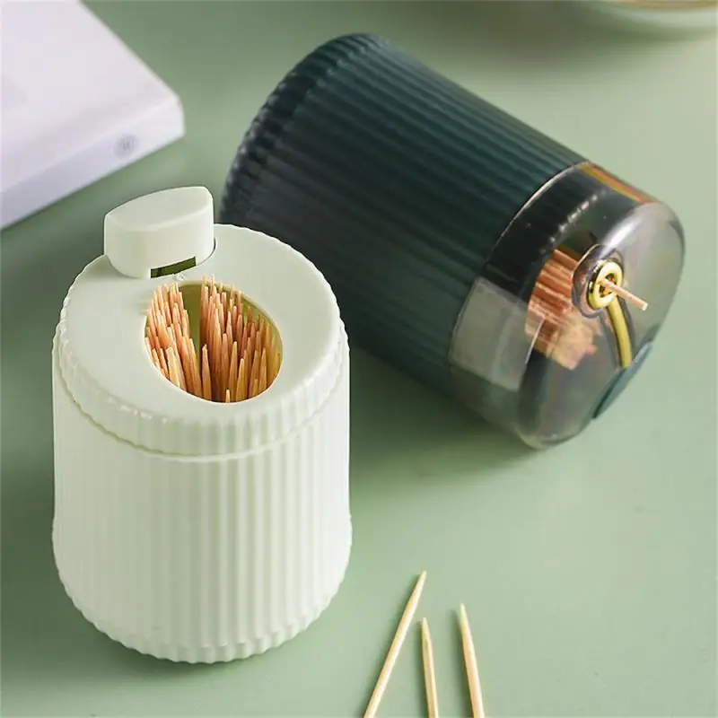 Press Toothpick Holder Automatic -up Toothpick Safety Material 3 Colors Creative Push Automatic Eject Toothpick Jar