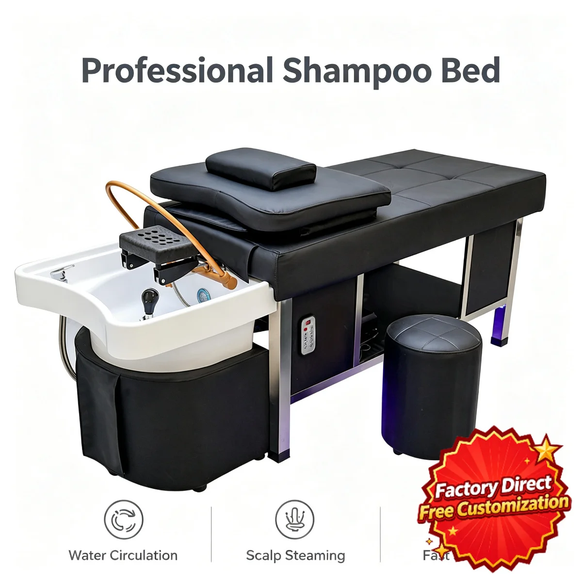 Adjustable Thai Shampoo Bed Water Circulation Head Spa Bed With Fumigation Set Full Lie Hair Washing Massage Bed For Salon
