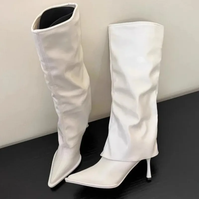 

Women's Boots Retro Stiletto High-heeled Boot Fashion Designer Simple Knee-high Boot Luxury Leather Women High Boots Botas Mujer