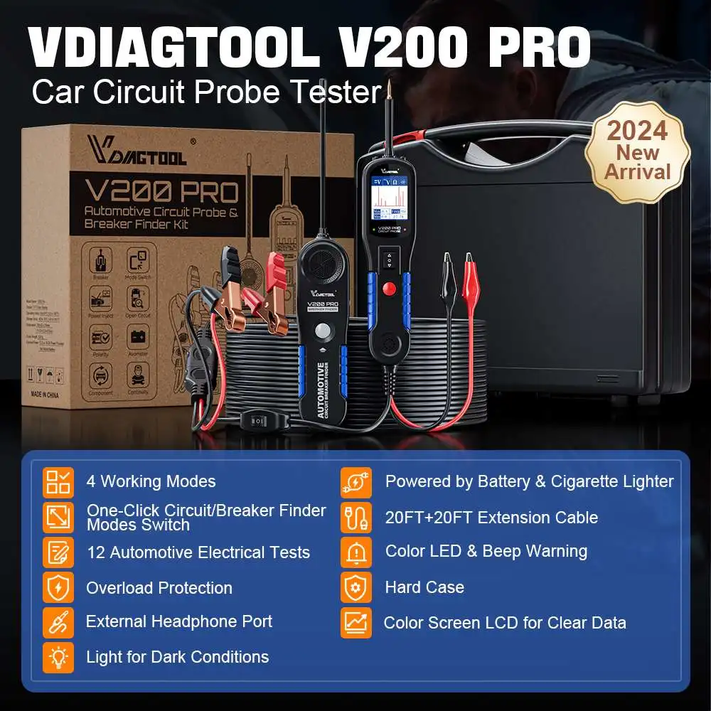 VDIAGTOOL V200pro Electric Circuit Tester Service For Checking 12v/24v Vehicle Batteries And Cigarette Lighter Power Supply