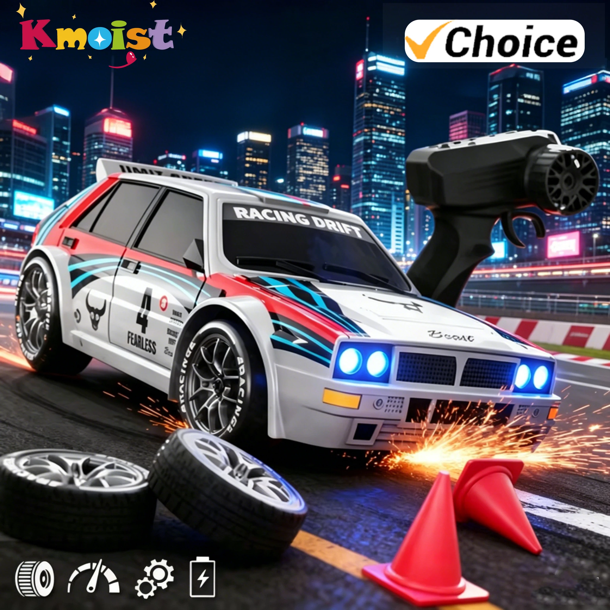 1/24 R/C Car 2.4G High speed Drift 4WD Remote Control Car With Led Light Radio Controlled GTR Racing Model Toys for Boys Gifts