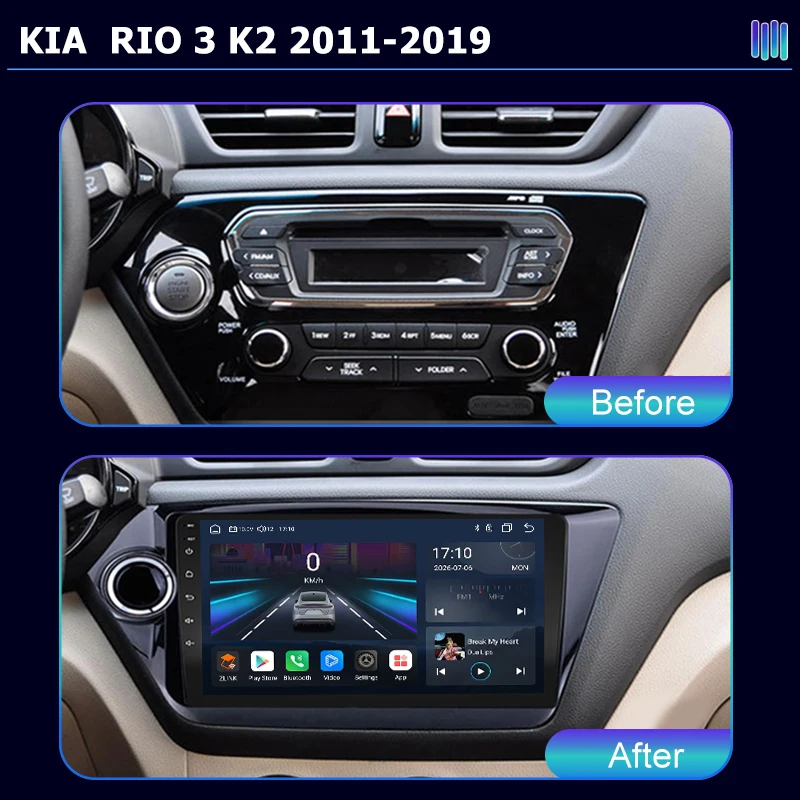 AI VOICE roadivox Android car radio for KIA  RIO 3 K2 2011 2019 stereo GPS Navigation video Multimedia Player tape recorder