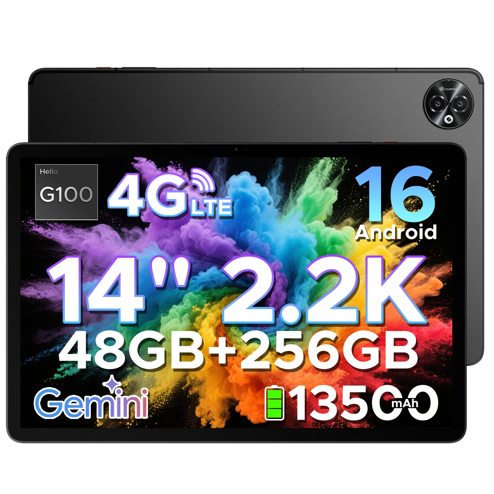 DOOGEE Tablet PC 2-in-1 Tab E3 Max Gmini AI 14 inch scherm 2.2K Batterij mAh Android 16 48GB (8 + 40) 256GB Helio G100 AI Tablet