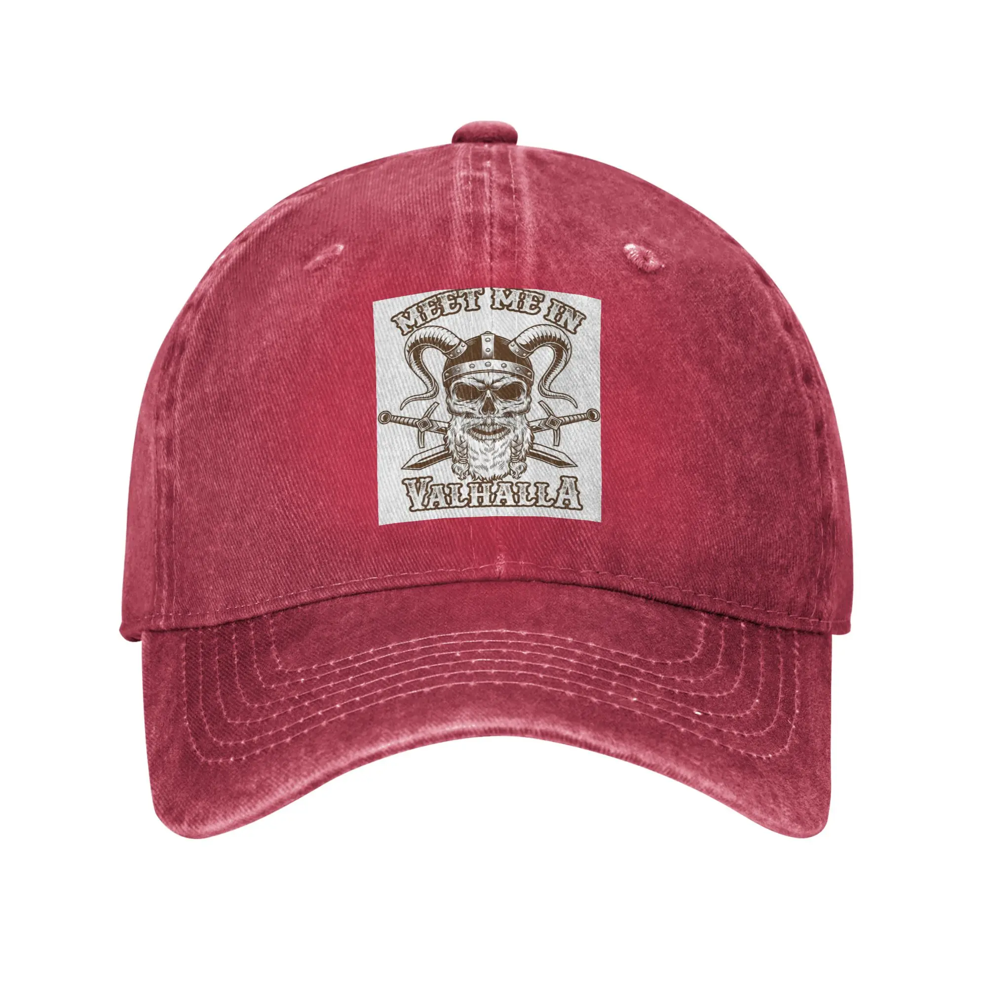 Meet me in Valhalla Viking Design Denim Cap Casual Baseball Caps Adjustable Hat Summer Unisex Baseball Hats