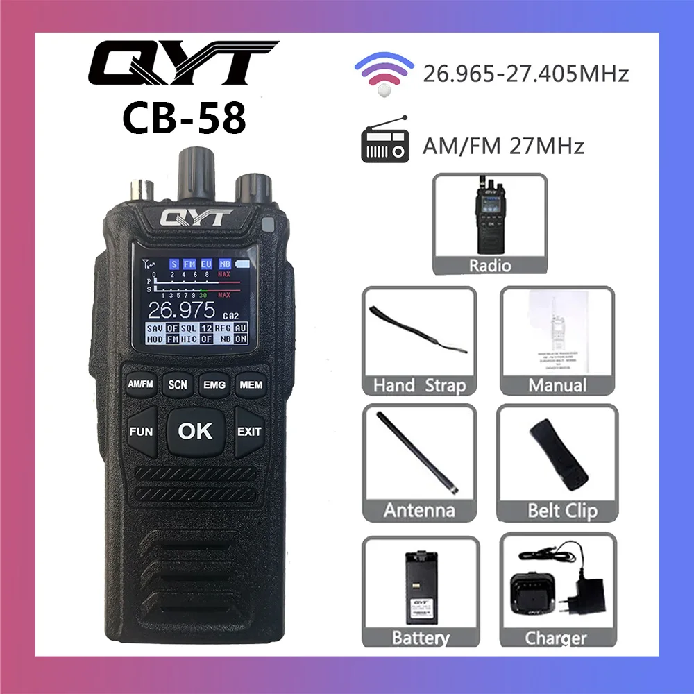 New! CB Radio CB-58 26.965-27.405MHz FM AM Mode Citizen Band Radio 27MHz Handheld Walkie Talkie With 4100mAh CB Radio