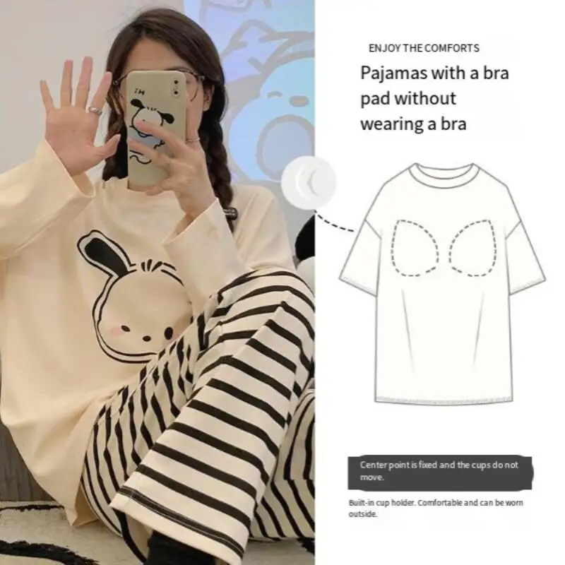 Pijama de dibujos animados de Anime para mujer, ropa de dormir japonesa Kawaii, ropa de dormir de algodón para estudiantes, ropa para el hogar, conjuntos de pantalones de manga larga a la moda