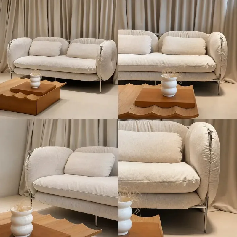 Factory direct sales custom fabric sofa chrome-plated metal legs designer sofa suitable for villa living room hotel