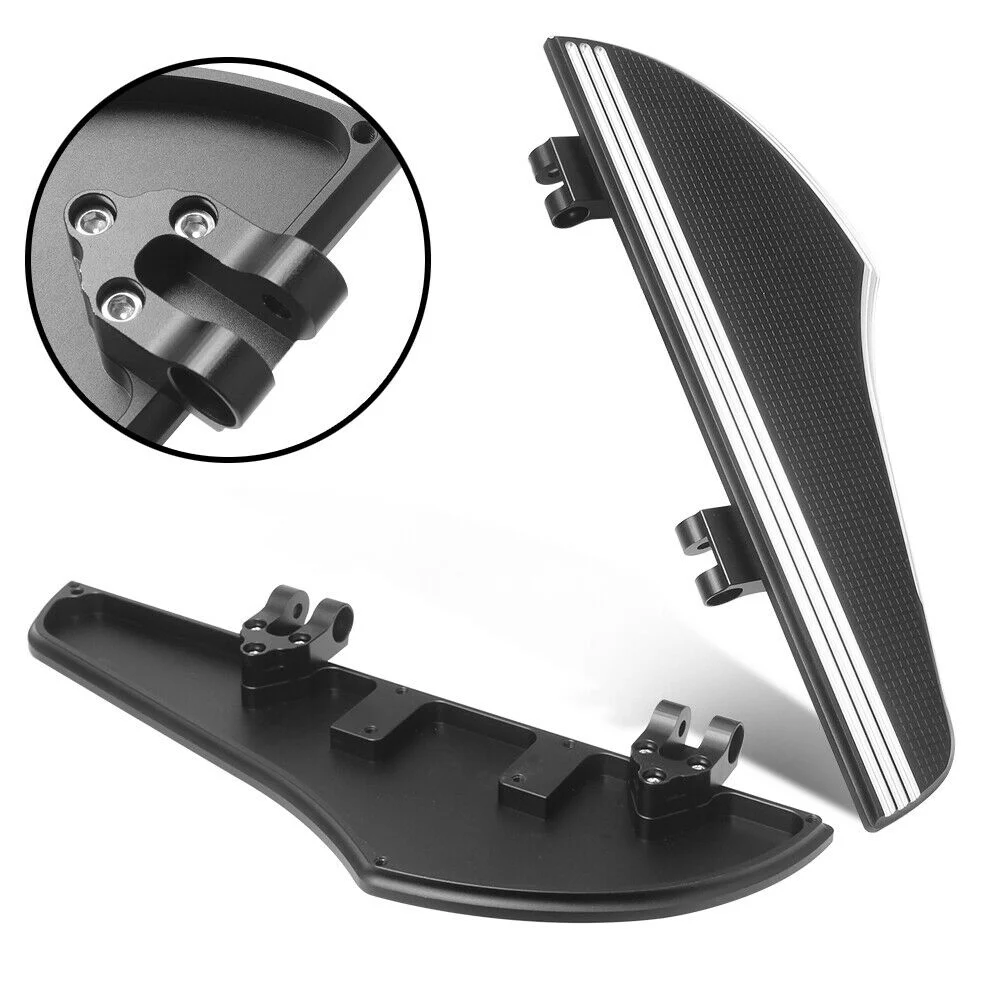 

Motorcycle Black With White Front Driver Floorboard Footboard Footrest Non-slip Pedal For Harley Touring Softail Electra Glide