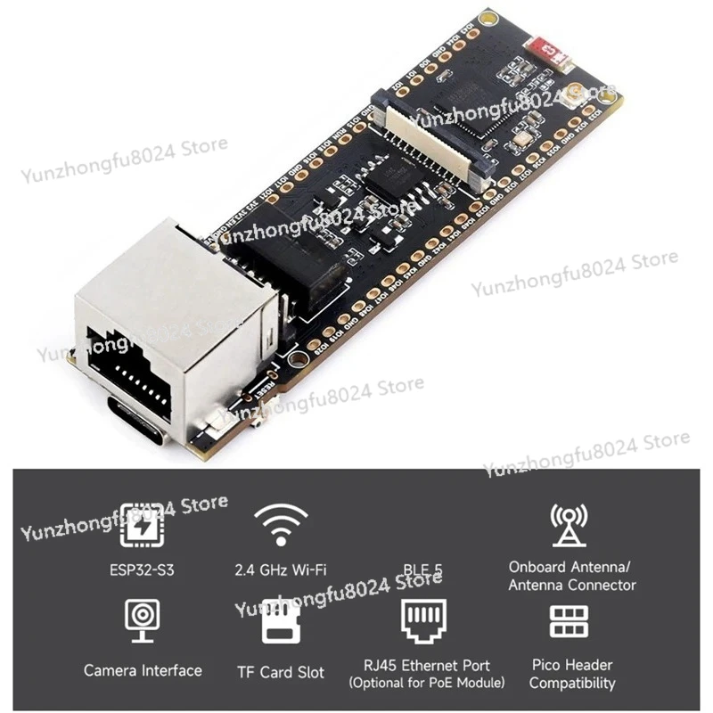 ESP32-S3 Ethernet Development Board Support Wi-Fi and Bluetooth Wireless USB Type-C Port