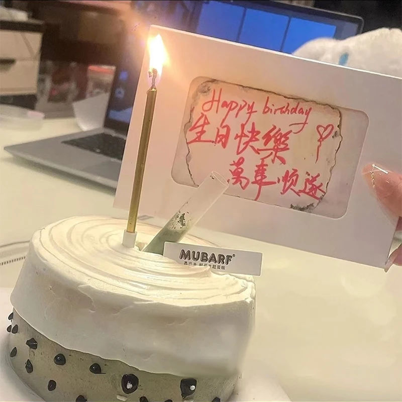 Flame Burning Greeting Card DIY Handmade Burning With Matches Happy Birthday Envelope Paper Material Wrapped Greeting Card Gift