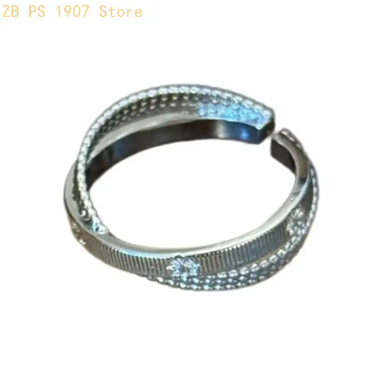 Practical Opening Rings Vintage Stone Geometric Finger Rings Alloy Texture Suitable for Fashion Enthusiasts Present 55KA