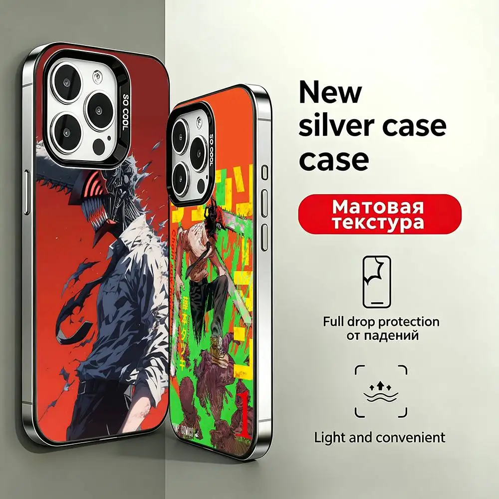 Funda de Teléfono con Diseño de Anime C-Chainsaw Man para iPhone 17 16 15 11 12 13 14 Pro Max 16 Plus 12 Mini 7 8 XR XS 15Pro MAX