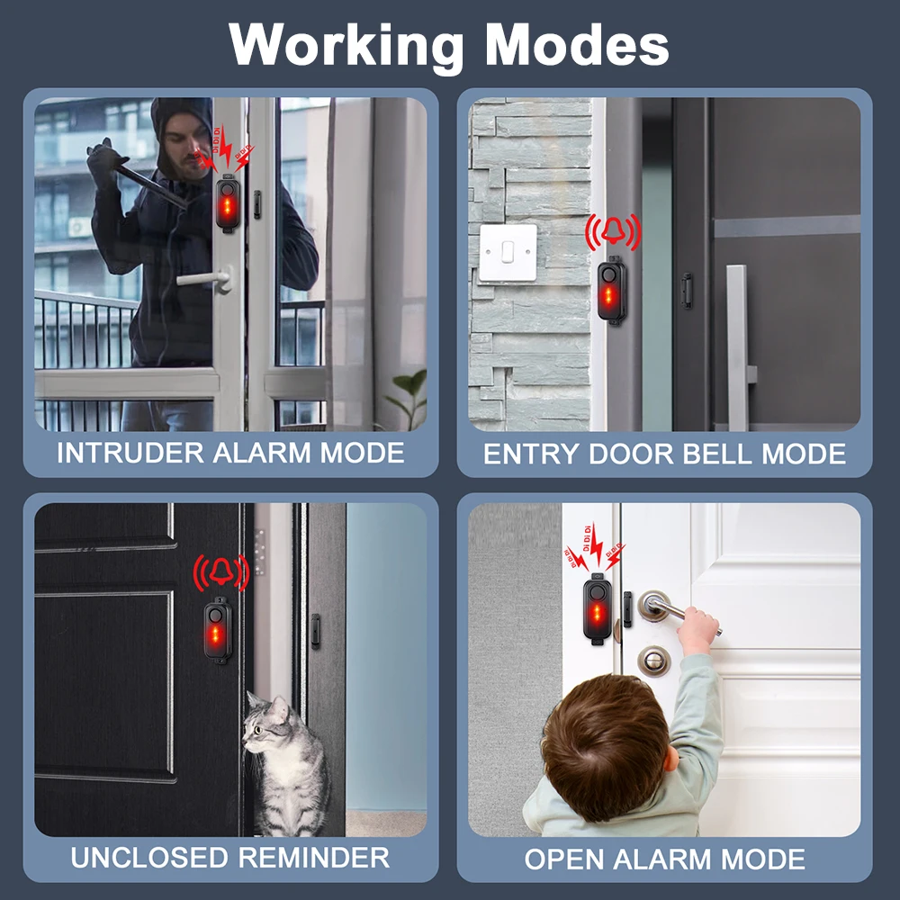 Awapow sensor de alarme magnético para janela de porta externa, monitor à prova d'água, alarme antifurto, segurança doméstica com controle remoto