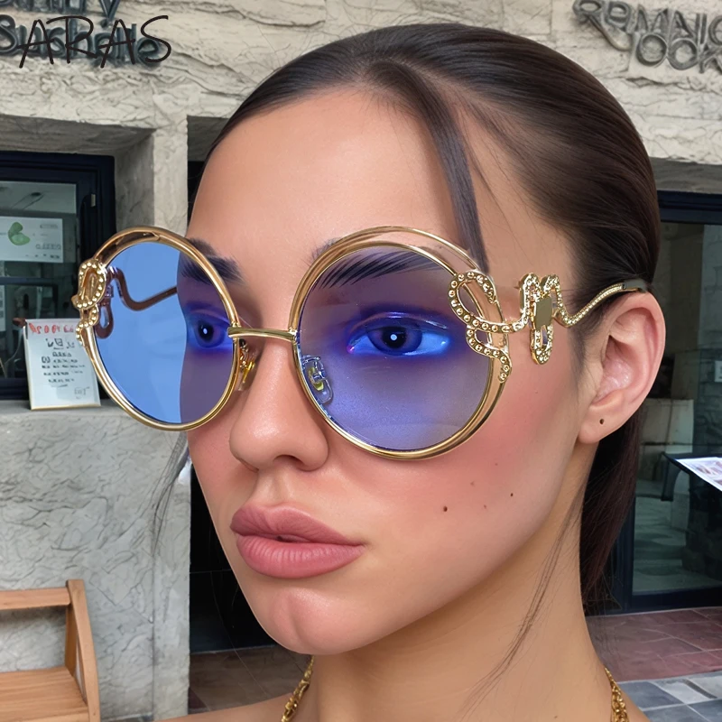 

Oversized Round Metal Sunglasses Women 2024 Luxury Brand Vintage Irregular Frame Shades Trendy Gradient Eyewear For Ladies UV400