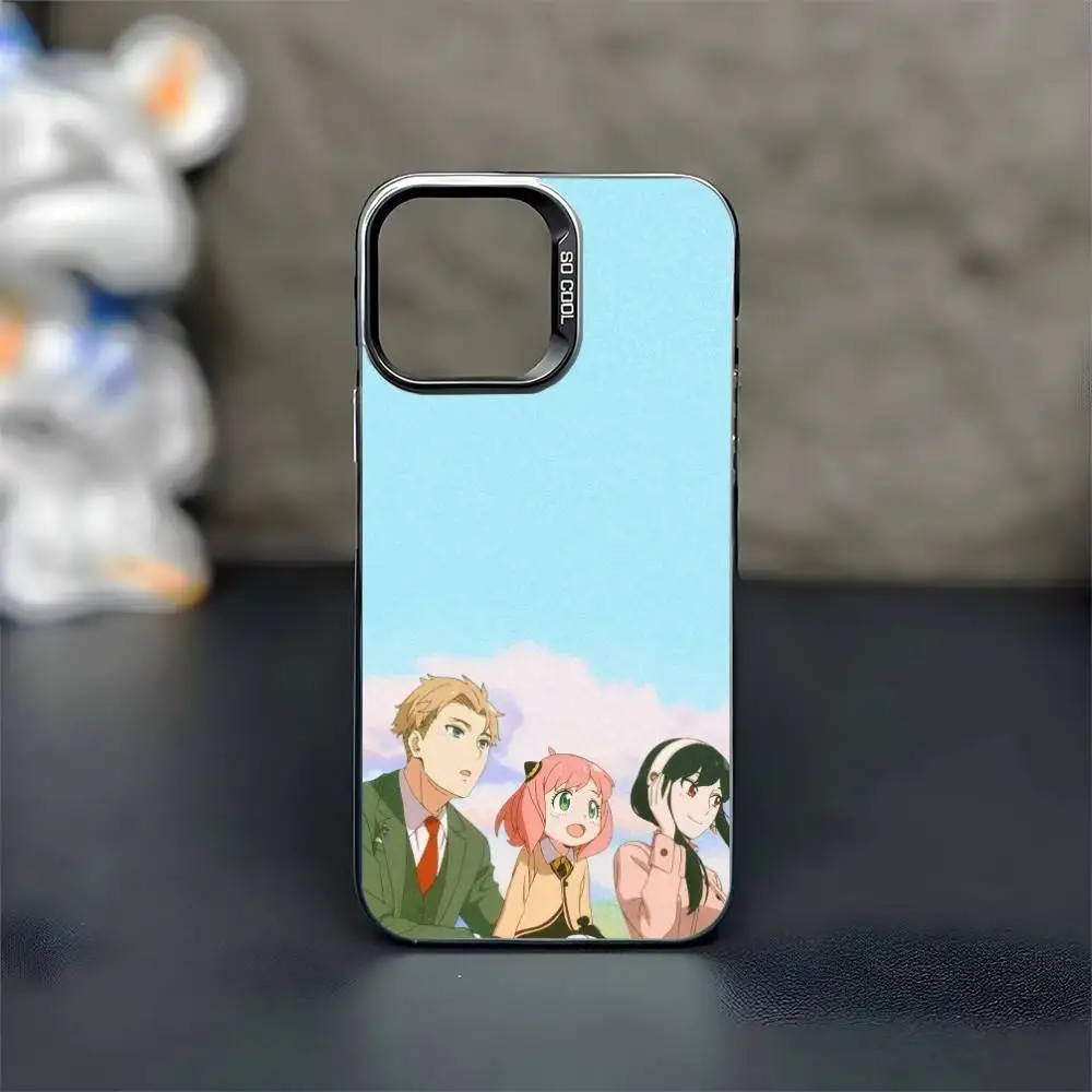 حافظة هاتف Anime Spy x Family Anya لهاتف iPhone 16,15,14,13,12,11,Mini,Pro,MAX غطاء أسود غير لامع مقاوم للصدمات