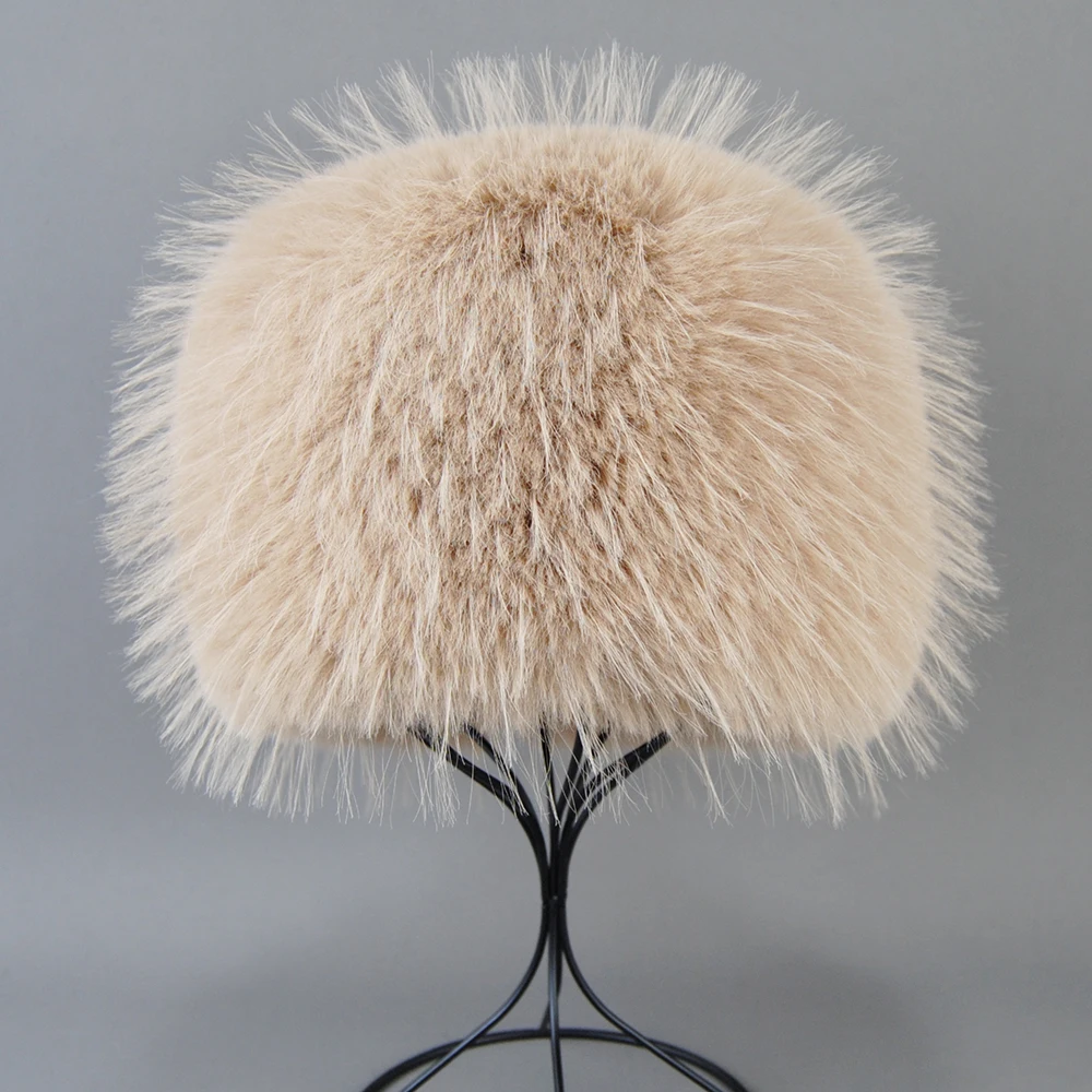 Autumn and Winter 2024 New Women\'s Fashion False Raccoon Fur Cap Russian False Fur Hat False Raccoon Fur Hats Dome Mongolian Hat