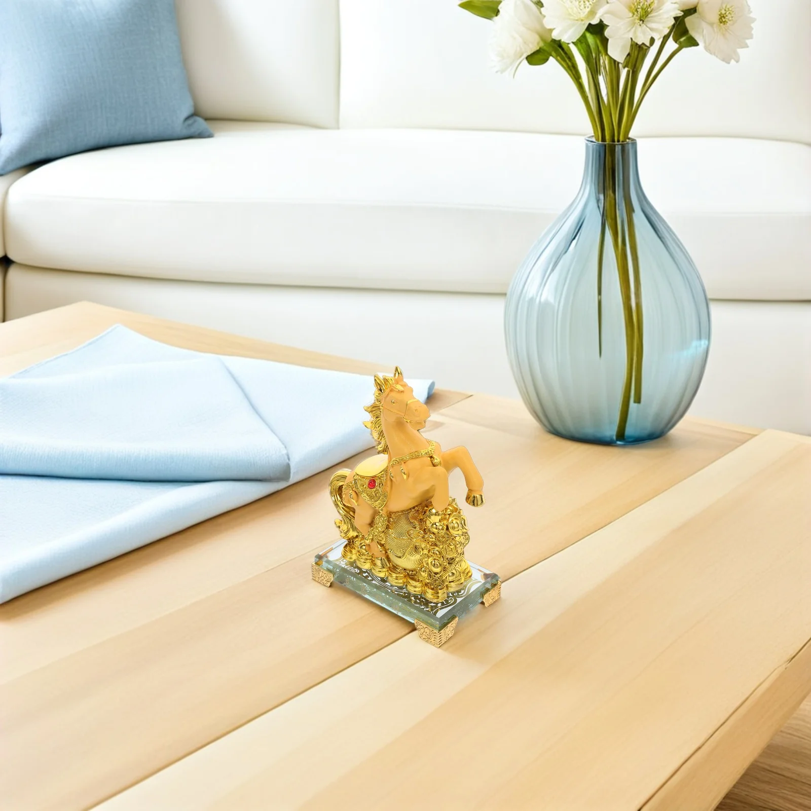 

Year of Horse Wealth Lucky Zodiac Statue 2026 Chinese New Year Feng Shui Horse Sculpture for Car Or Desktop Zodiac Horses Statue