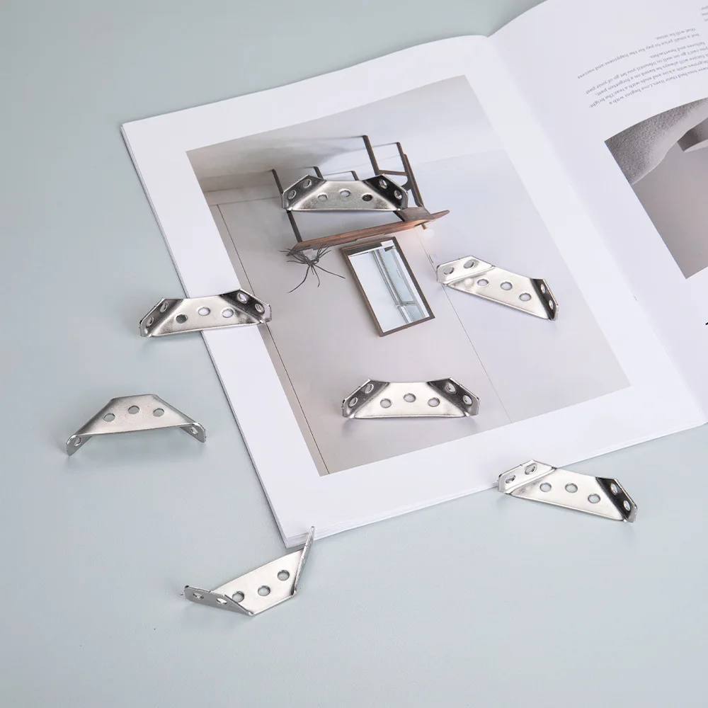 10/20/30set Corner Brackets Stainless Steel Furniture Angle Shelf Connector Cabinet Support Fixing Frame Corner Brace with Screw