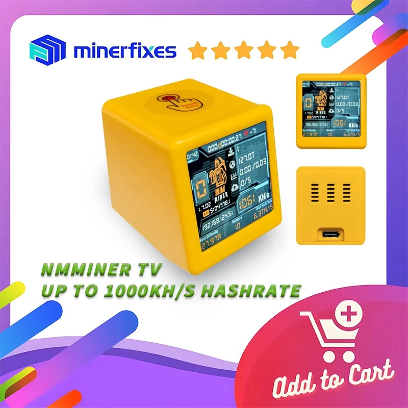 NM NMminer التلفزيون الذكي 1050KH/s Nerdminer V2 BTC سولو التعدين التشفير اليانصيب مينر الصامت سطح المكتب ساعة التعدين جهاز تعدين صغير بيتكوين #1